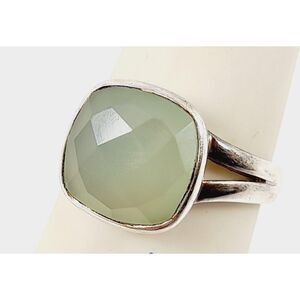 925 Silver & Green Quartz Ring-Sz 6.5